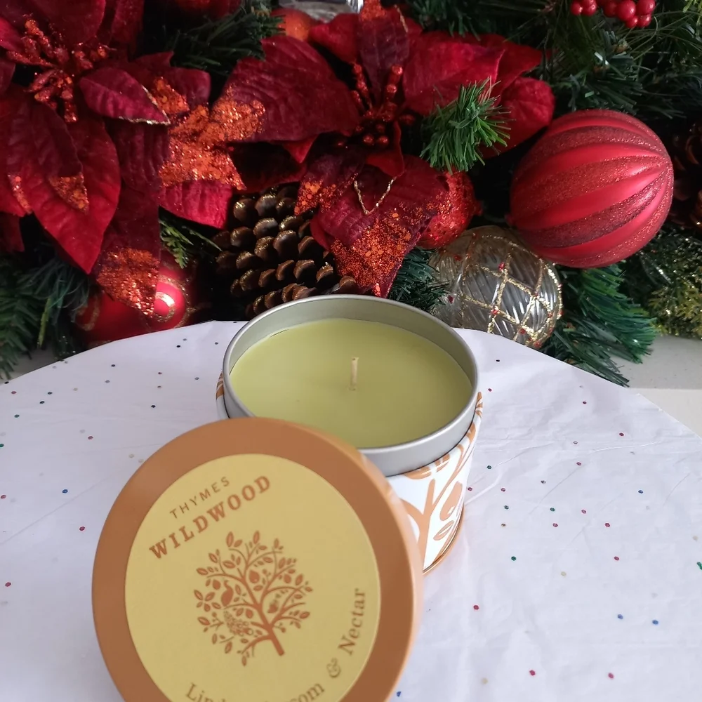 Thymes Wildwood Linden Blossom  &  Nectar Fragrance Candle~Metal Tin~6.5 oz